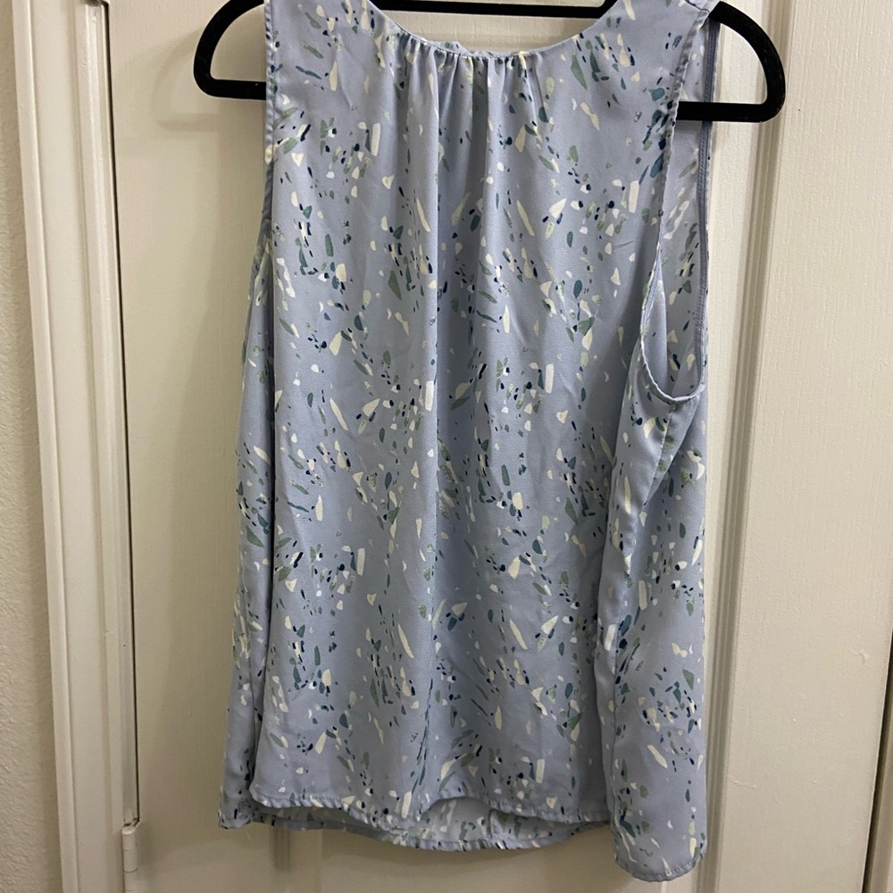 a new day Light Blue Patterned Blouse